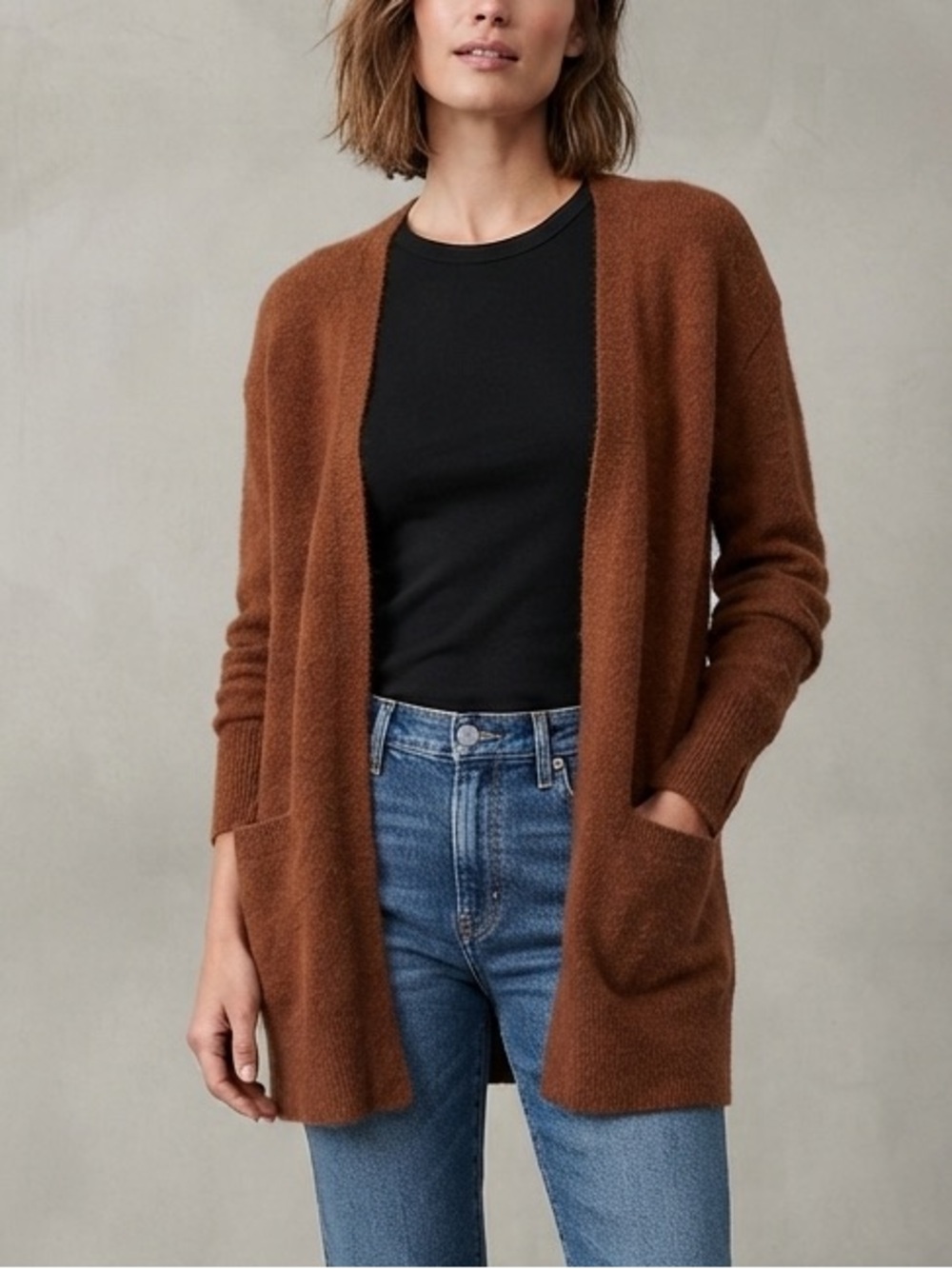 Madewell Brown Knit Fall Long Sleeve Open Front Cardigan Size Small